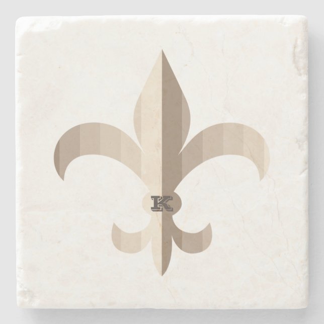 Posavasos De Piedra Fleur de lis a rayas (Anverso)