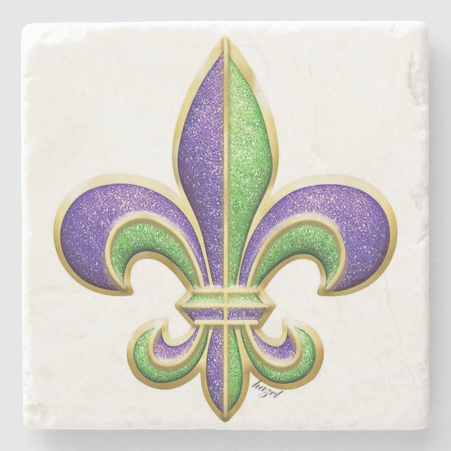 Posavasos De Piedra Fleur De Lis Coaster, Nueva Orleans, (Anverso)