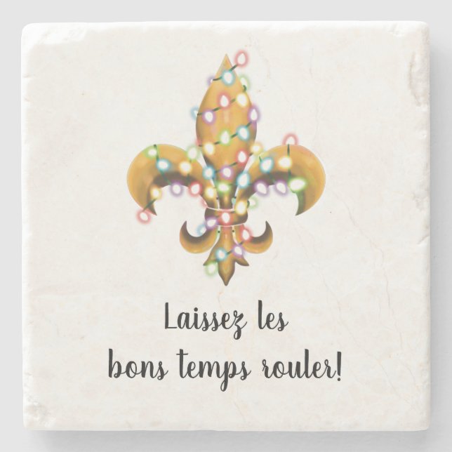 Posavasos De Piedra Fleur de Lis con luces Navidades (Anverso)