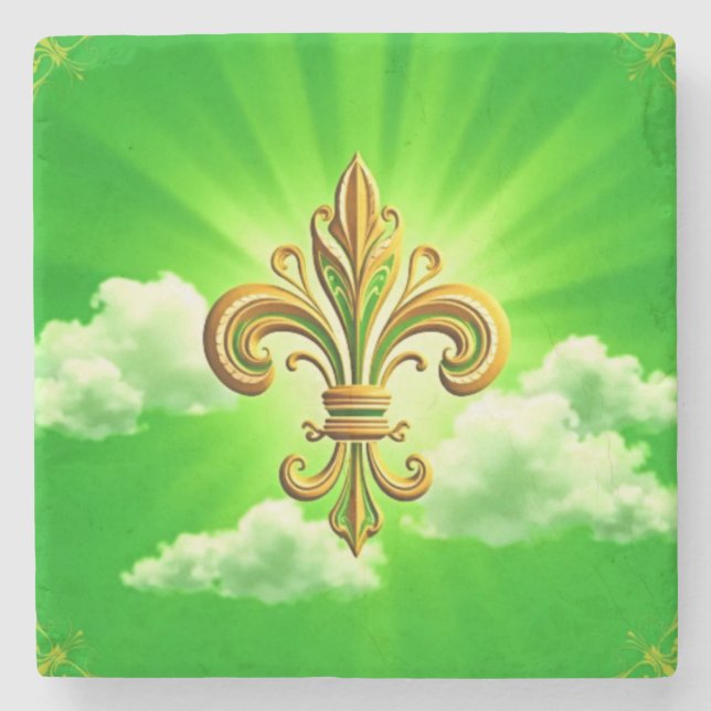 Posavasos De Piedra Fleur De Lis St Patricks Day (Anverso)