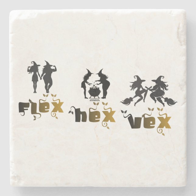 Posavasos De Piedra Flex. Hex. Vex. Body Positive & Diverse Witches (Anverso)