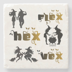 Posavasos De Piedra Flex. Hex. Vex. Brujas con Positividad Corporal y 