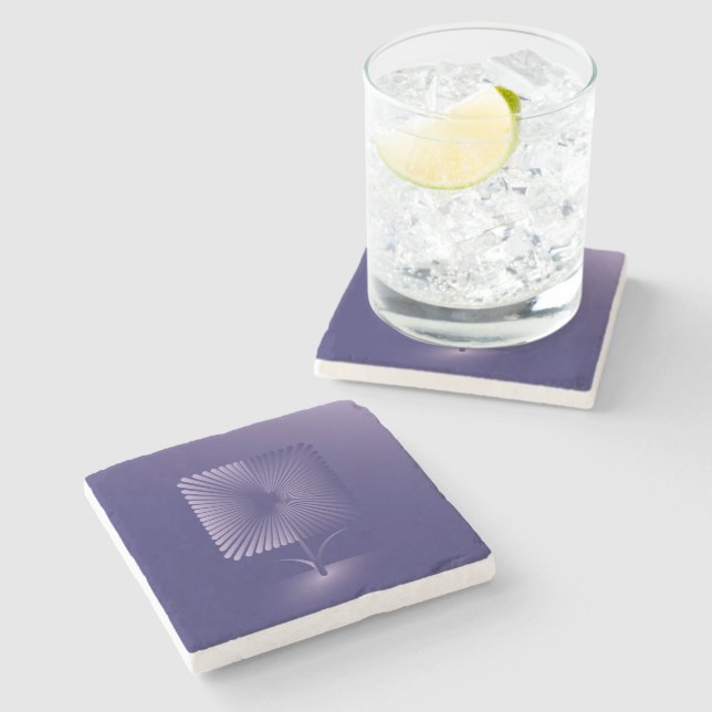 Posavasos De Piedra Flor cuadrada violeta (Lateral)