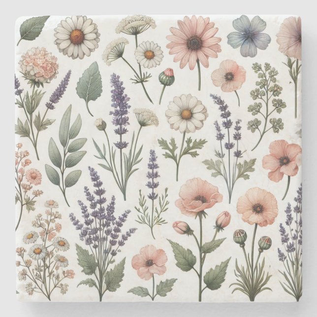 Posavasos De Piedra Flor de agua estilo Primavera y verano (Anverso)