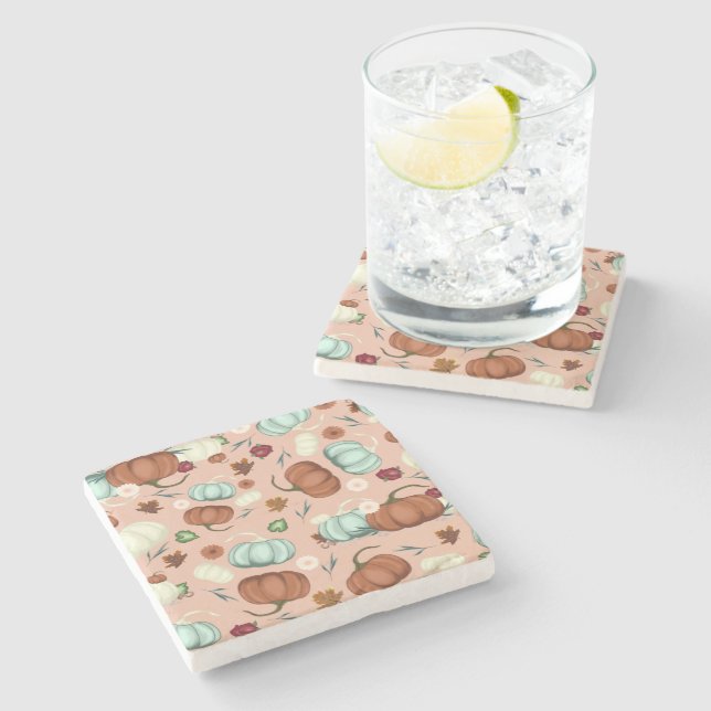 Posavasos De Piedra Flor de calabaza de otoño (Lateral)