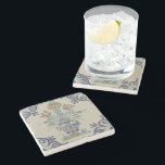 Posavasos De Piedra Flor De Cerámica Delft Tile Antiguo<br><div class="desc">Adoree su espacio con la encantadora sencillez de esta vintage baldosa de Pompadour, que cuenta con una deliciosa maceta de flores multicolor. Esta imagen original de dominio público del Rijksmuseum muestra el característico arte del histórico software holandés Delfware. La maceta de flores central, rebosante de flores azules, verdes y naranjas,...</div>