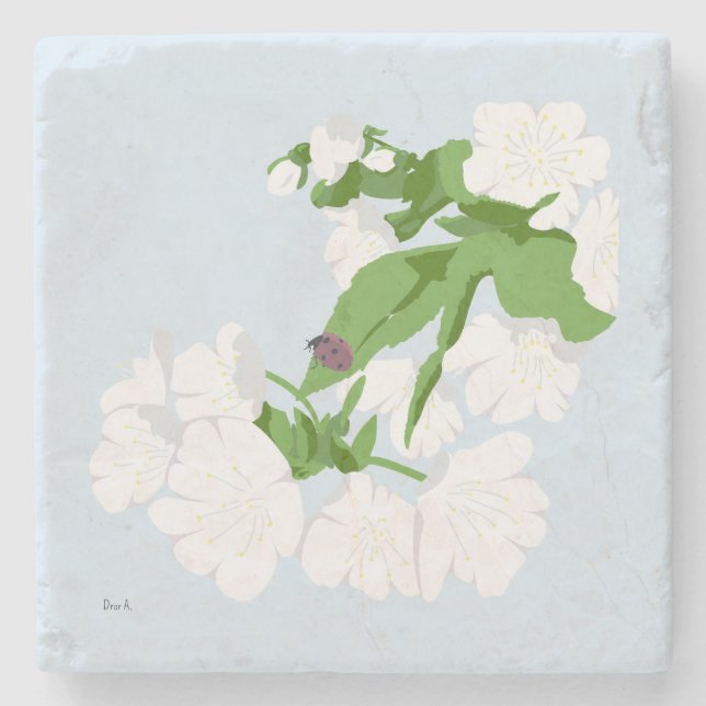 Posavasos De Piedra Flor de cerezo (Anverso)