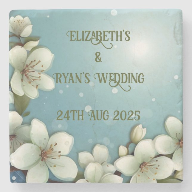 Posavasos De Piedra Flor de cerezo caprichosa con destellos (Anverso)