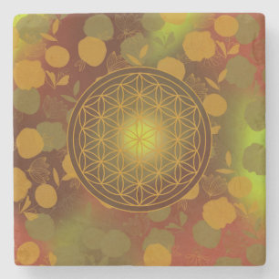 Posavasos De Piedra flor de la vida, chakra,zen,geometría sagrada,