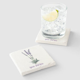 Posavasos De Piedra Flor de Lavanda Antigua Personalizada