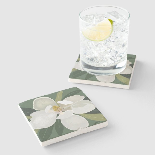 Posavasos De Piedra Flor de Magnolia (Lateral)