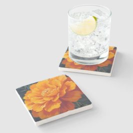 Posavasos De Piedra Flor de Marigold | Pintura Floral Acuarela