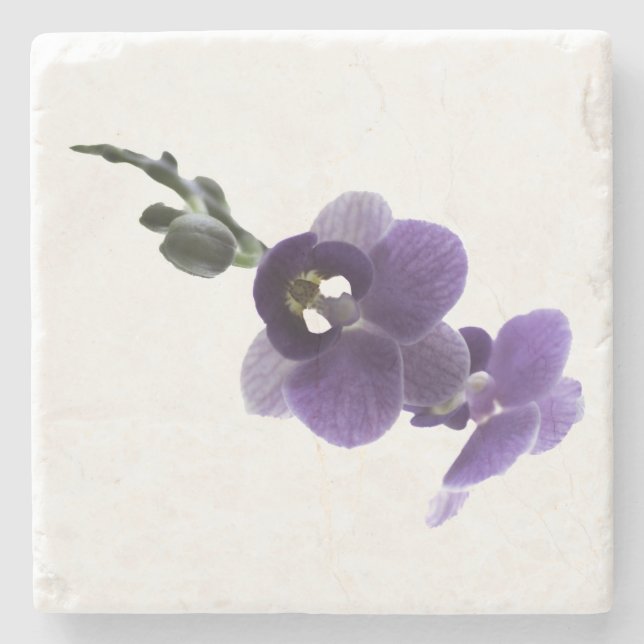 Posavasos De Piedra Flor de orquídea púrpura, escayola de piedra (Anverso)