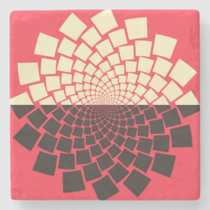 Posavasos De Piedra Flor estilizada: marfil rojo negro