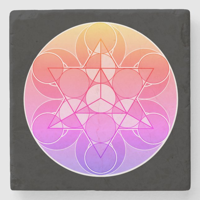 Posavasos De Piedra Flor geométrica (Anverso)