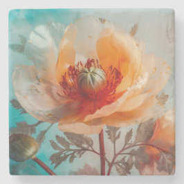 Posavasos De Piedra Flor Naranja Delicada