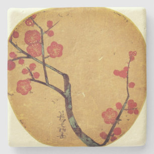 Posavasos De Piedra Flor oriental vintage flor de cerezo japonesa