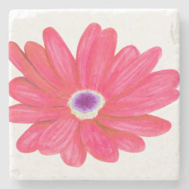 Posavasos De Piedra Flor Roja Vibrante Rica