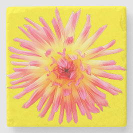 Posavasos De Piedra Flor rosa y amarilla