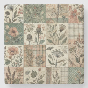 Posavasos De Piedra Flor silvestre rústica de cultivo