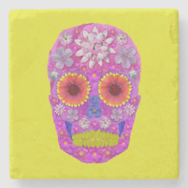 Posavasos De Piedra Flor Skull 2