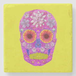 Posavasos De Piedra Flor Skull 2
