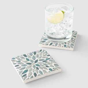 Posavasos De Piedra Flor verde azulada de la dalia