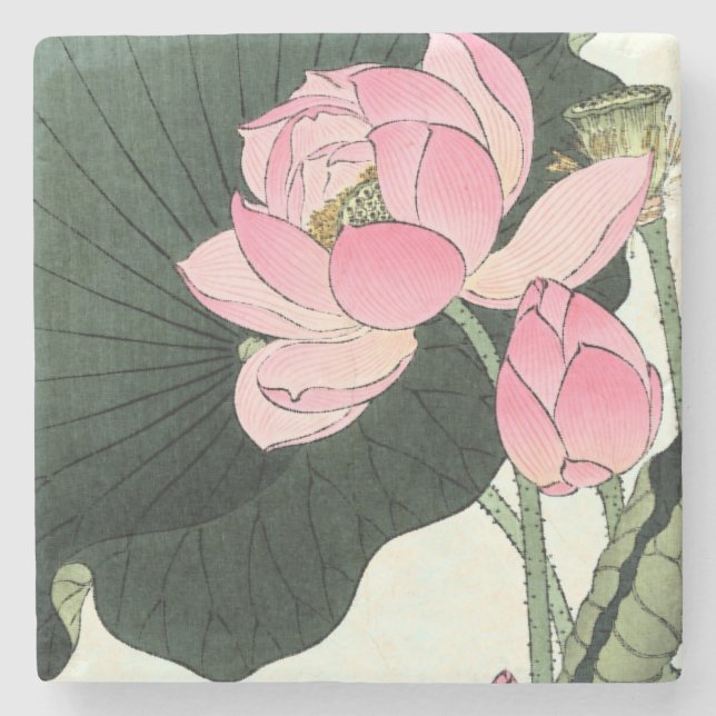 Posavasos De Piedra Flor vintage japonesa Lotus (Anverso)