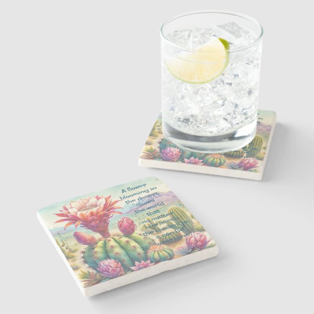 Posavasos De Piedra Flor y cotización de cactus de antorcha (Lateral)