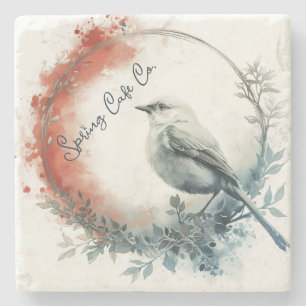 Posavasos De Piedra Flora de pájaro de primavera