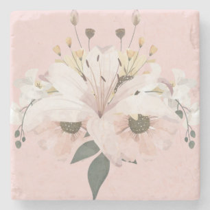 Posavasos De Piedra Flora rosa de verano