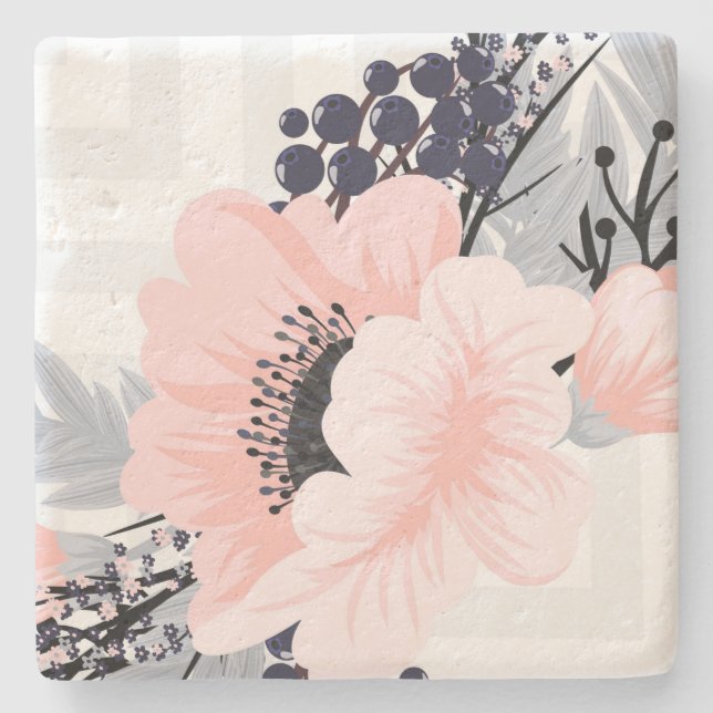 Posavasos De Piedra Floral (Anverso)