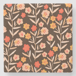Posavasos De Piedra Floral acuarela: textura dibujada a mano