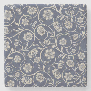 Posavasos De Piedra Floral azul marina