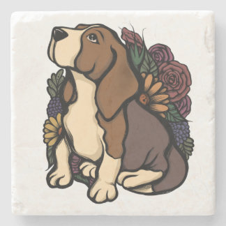 Posavasos De Piedra Floral Beagle