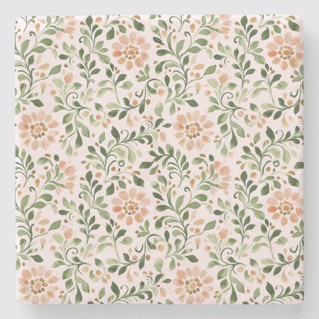 Posavasos De Piedra Floral Chic Rosa (Anverso)