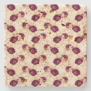 Posavasos De Piedra Floral crema rosa borgoñona