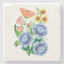 Posavasos De Piedra Floral de arte folclórico