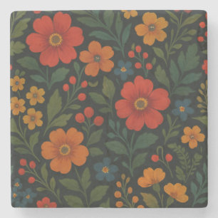 Posavasos De Piedra Floral de cosecha de vintage rústica de Cottagecor