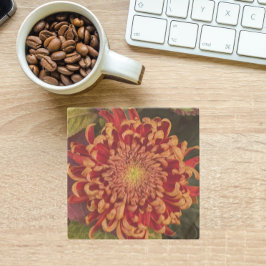 Posavasos De Piedra Floral de crisantemo rojo y amarillo