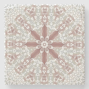 Posavasos de Piedra Floral de Encaje Blanco Elegan