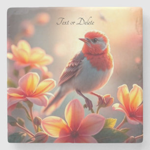 Posavasos de piedra floral de pájaro naranja