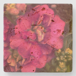 Posavasos De Piedra Floral de pasión rosa caliente