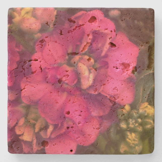 Posavasos De Piedra Floral de pasión rosa caliente (Anverso)