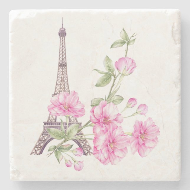 Posavasos De Piedra Floral de primavera en París (Anverso)