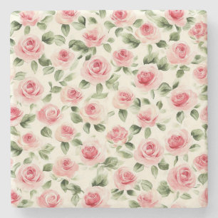 Posavasos De Piedra Floral de rosas rosadas bonitos