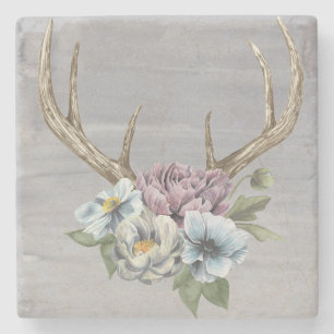 Posavasos De Piedra Floral Deer Antlers