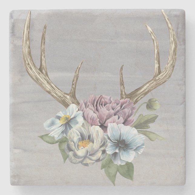 Posavasos De Piedra Floral Deer Antlers (Anverso)