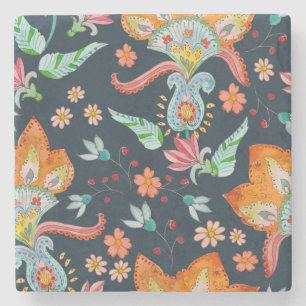 Posavasos De Piedra Floral Delight: Textura de flores acuáticas