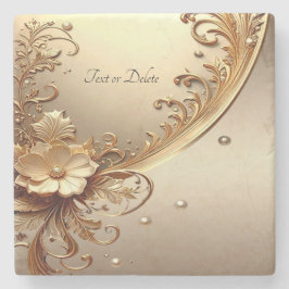 Posavasos de Piedra Floral Dorada Ornamentada